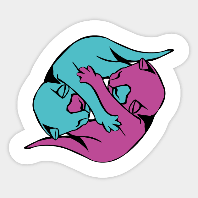 Yin and Yang Kitties Sticker by Killer Rabbit Designs